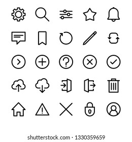 Interface icons set, linear style, isolated vectors