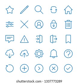 Interface icons set, linear style, isolated vectors