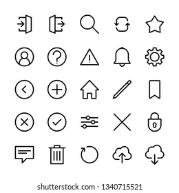Interface icons set, linear style, isolated vectors
