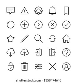 Interface icons set, linear style, isolated vectors