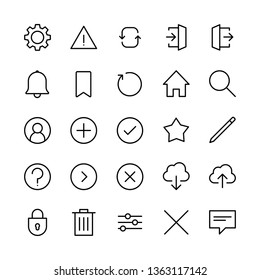 Interface icons set, linear style, isolated vectors