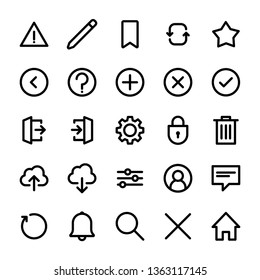 Interface icons set, linear style, isolated vectors