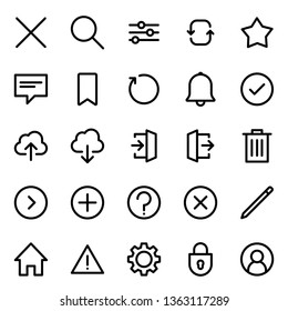 Interface icons set, linear style, isolated vectors