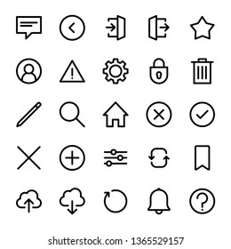 Interface icons set, linear style, isolated vectors