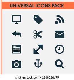 Interface icons set with resize, badge, wait and other scissors elements. Isolated vector illustration interface icons.