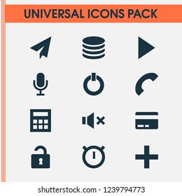 Interface icons set with send, play, payment and other origami elements. Isolated vector illustration interface icons.