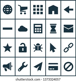 Interface icons set with unlock, favorite, send and other application elements. Isolated vector illustration interface icons.