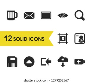 Interface icons set with will go up, screenshot and database elements. Set of interface icons and capture concept. Editable vector elements for logo app UI design.