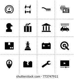 Interface icons. vector collection filled interface icons. includes symbols such as car chassis, car wash, speedometer, package, brush. use for web, mobile and ui design.