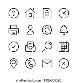 Interface icons. Vector line icons. Simple outline symbols set