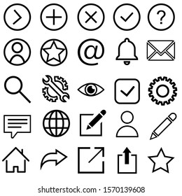 Interface icons vector set. app illustration symbol collection. 