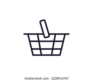 Interface and internet sign. Vector simple minimalistic isolated symbols in line style. Editable strokes. Vector line icon of shopping cart 