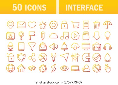 interface internet web technology digital icons set vector illustration