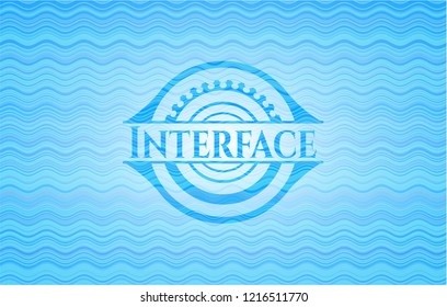 Interface light blue water emblem background.