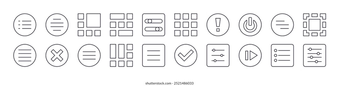 Interface Line Icon Pack. Editable Stroke. Minimalistic Linear Pictogram for Design of Cards, Apps, Banners, Posts