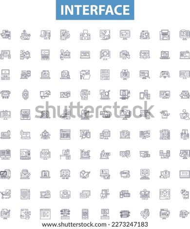 Interface line icons, signs set. Interface, Graphical, User, GUI, Toolkit, Software, Network, Protocol, HTML outline vector illustrations.