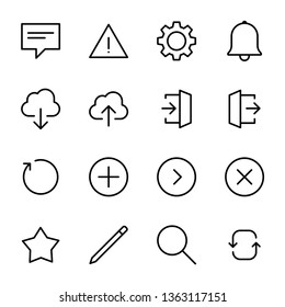 Interface linear icons set