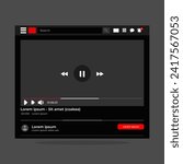 Interface of live streaming multimedia player of social media. Netflix. UI. UX. User interface user experience. Youtube