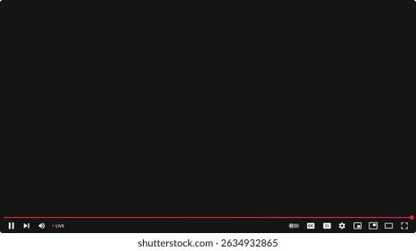 Interface de reprodutor de multimédia de streaming ao vivo de mídias sociais. Modelo de página do site com transmissão ou transmissão ao vivo. Janela de streaming online. Montagem em plano de fundo transparente com vetor de sombra