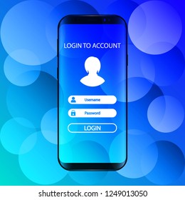 Interface. Log in to account in smartphone. 