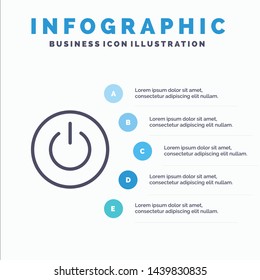 Interface, On, Power, Ui, User Line icon with 5 steps presentation infographics Background