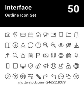 Interface Outline Icon Set Vector