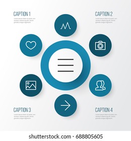 Interface Outline Icons Set. Collection Of Activity, List, Image And Other Elements. Also Includes Symbols Such As Menu, Action, Image.