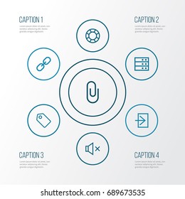 Interface Outline Icons Set. Collection Of Lifeguard, Tag, Mute And Other Elements. Also Includes Symbols Such As Mute, Megaphone, Pin.