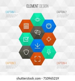 Interface Outline Icons Set. Collection Of Stopwatch, Show, Comment And Other Elements. Also Includes Symbols Such As Sniper, Show, Comment.