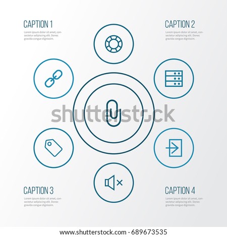 Interface Outline Icons Set. Collection Of Lifeguard, Tag, Mute And Other Elements. Also Includes Symbols Such As Mute, Megaphone, Pin.