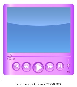 The interface for player multimedia. Color glass elements.