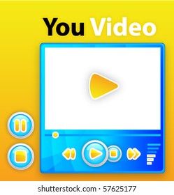 The interface for player multimedia. Color glass elements.