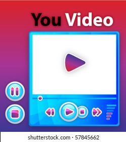 The interface for player multimedia. Color glass elements.