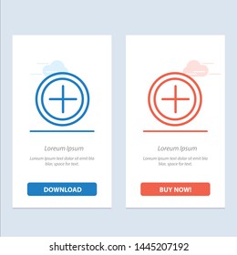 Interface, Plus, User  Blue and Red Download and Buy Now web Widget Card Template