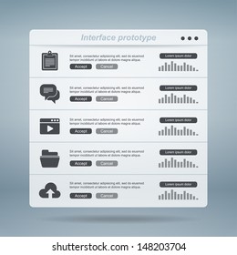 Interface prototype. Vector illustration. Eps 10.