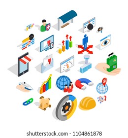 Interface sign icons set. Isometric set of 25 interface sign vector icons for web isolated on white background
