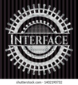 Interface silver badge. Vector Illustration. Mosaic.