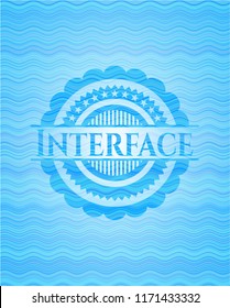 Interface sky blue water style emblem.