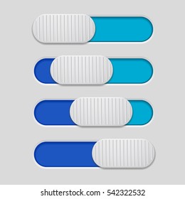Interface slider. Blue bar on gray background. Vector illustration.