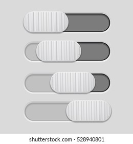 Interface slider. Dark gray bar on light gray background. Vector illustration