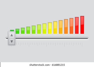 Interface slider. From minimum to maximum level. Vector 3d illustration