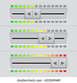 Interface slider. From minimum to maximum level. Vector 3d illustration