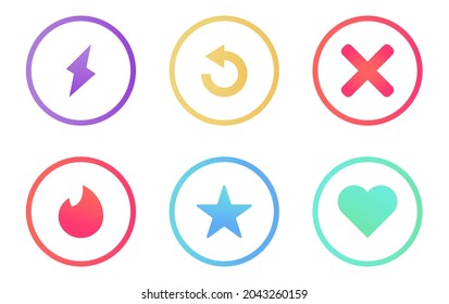Interface social media. Star, heart, crossed and others. Line art style. Popular social network for dating. Vector illustration	
