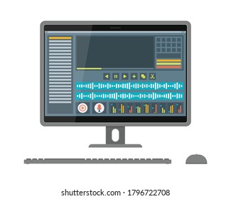 Interface of sound and video editor on screen