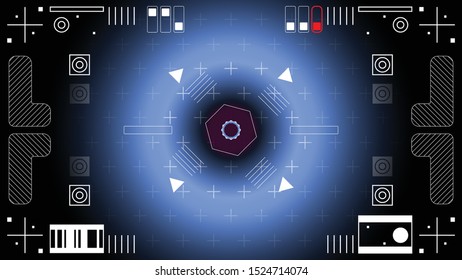 The interface of a spacecraft, exoskeleton, futuristic car or robot in the style of cyberpunk
