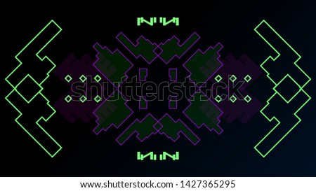 The interface of a spacecraft, exoskeleton, futuristic car or robot in the style of cyberpunk