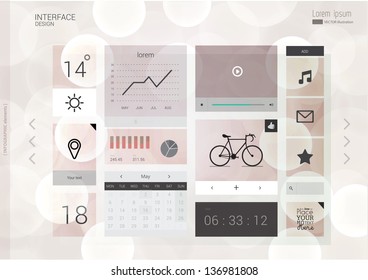 Interface template with modern icons and infographic elements. Vector illustration/eps 10