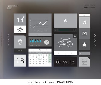 Interface template with modern icons and infographic elements. Vector illustration/eps 10