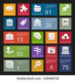 Interface template with modern icons for web or mobile applications
