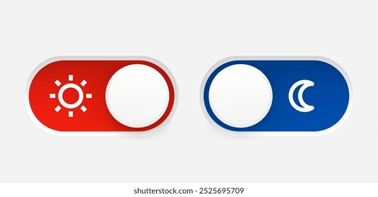 Interface toggle buttons set. Day Night switch. 3d vector element idolated on white background
